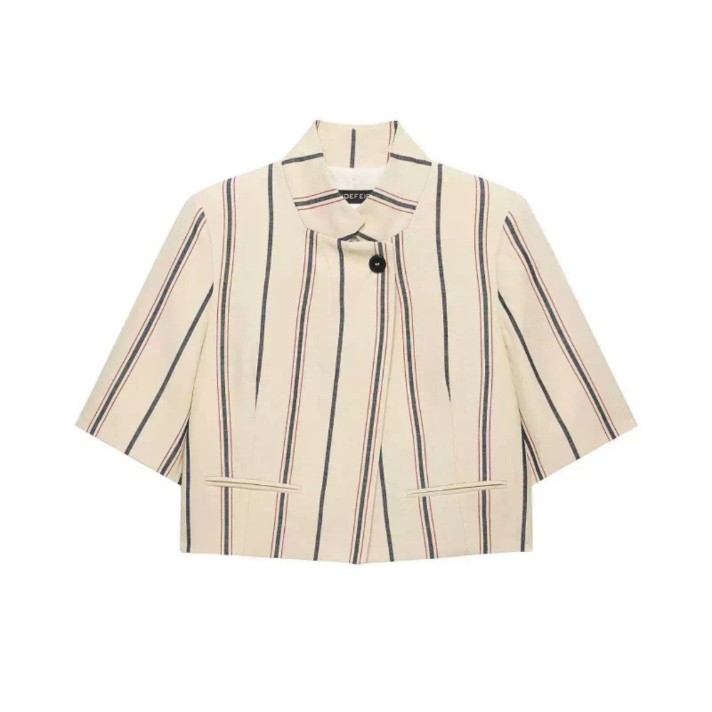 ZARA Summer Simple Versatile Striped Short Sleeve Cropped Blazer